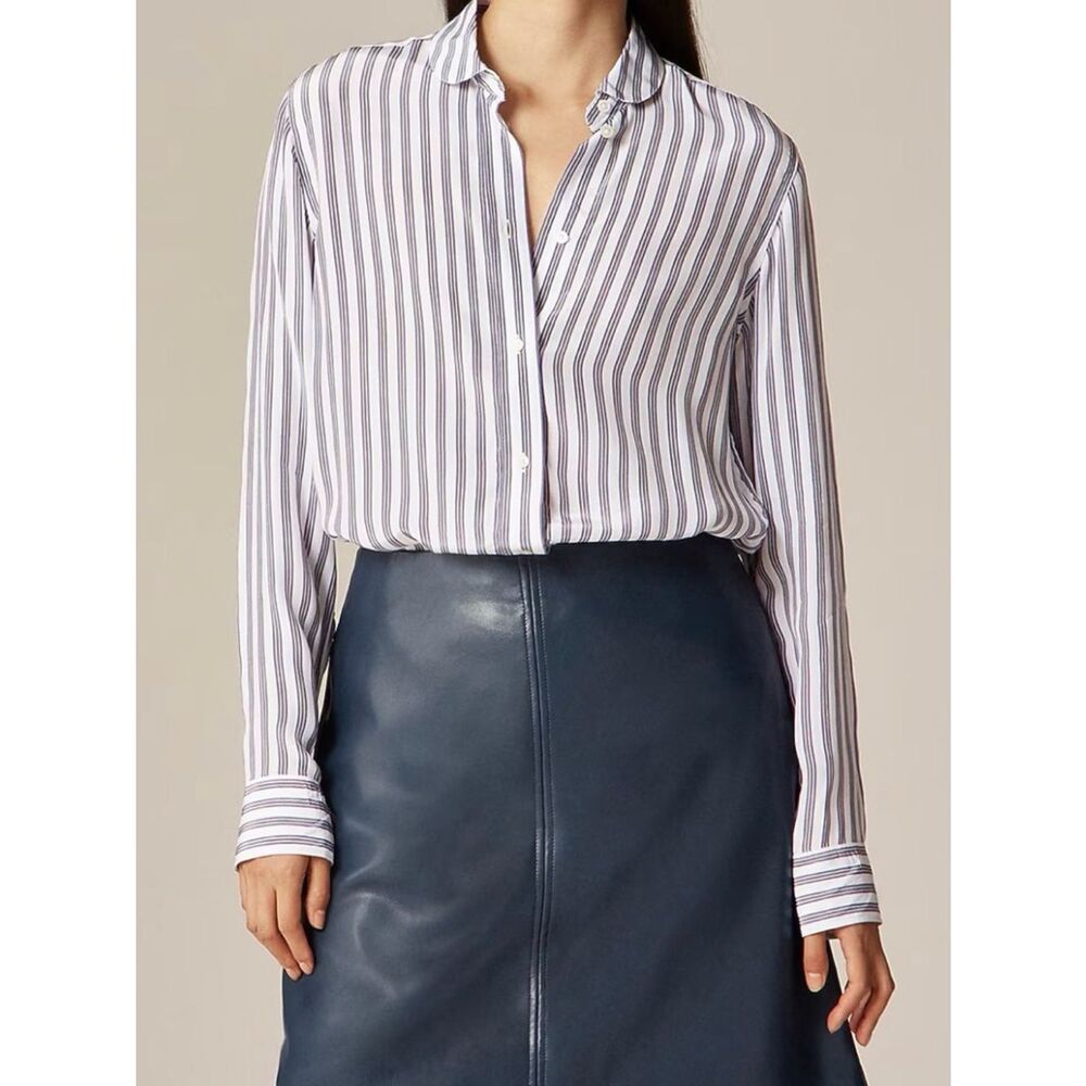J.Crew Jules classic-fit shirt in striped crepe de chine NWT Size 2